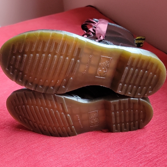 Doc Marten Womens High Gloss Black with Burgundy Laces Boots - Picture 5 of 8